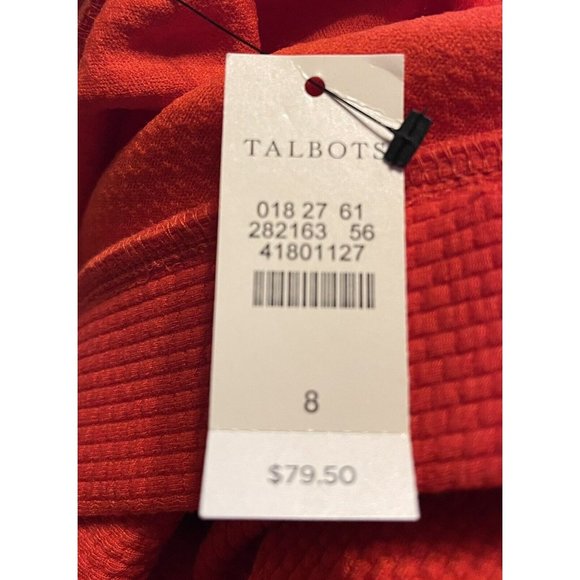 Talbots Skirt Orange Womens 8 Stretch A Line Midi Textured New - Picture 8 of 8